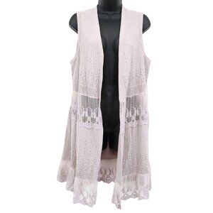 Vocal‎ Sheer Lace Vest Womens XL Purple Romantic Ethereal Cottagecore Fairycore